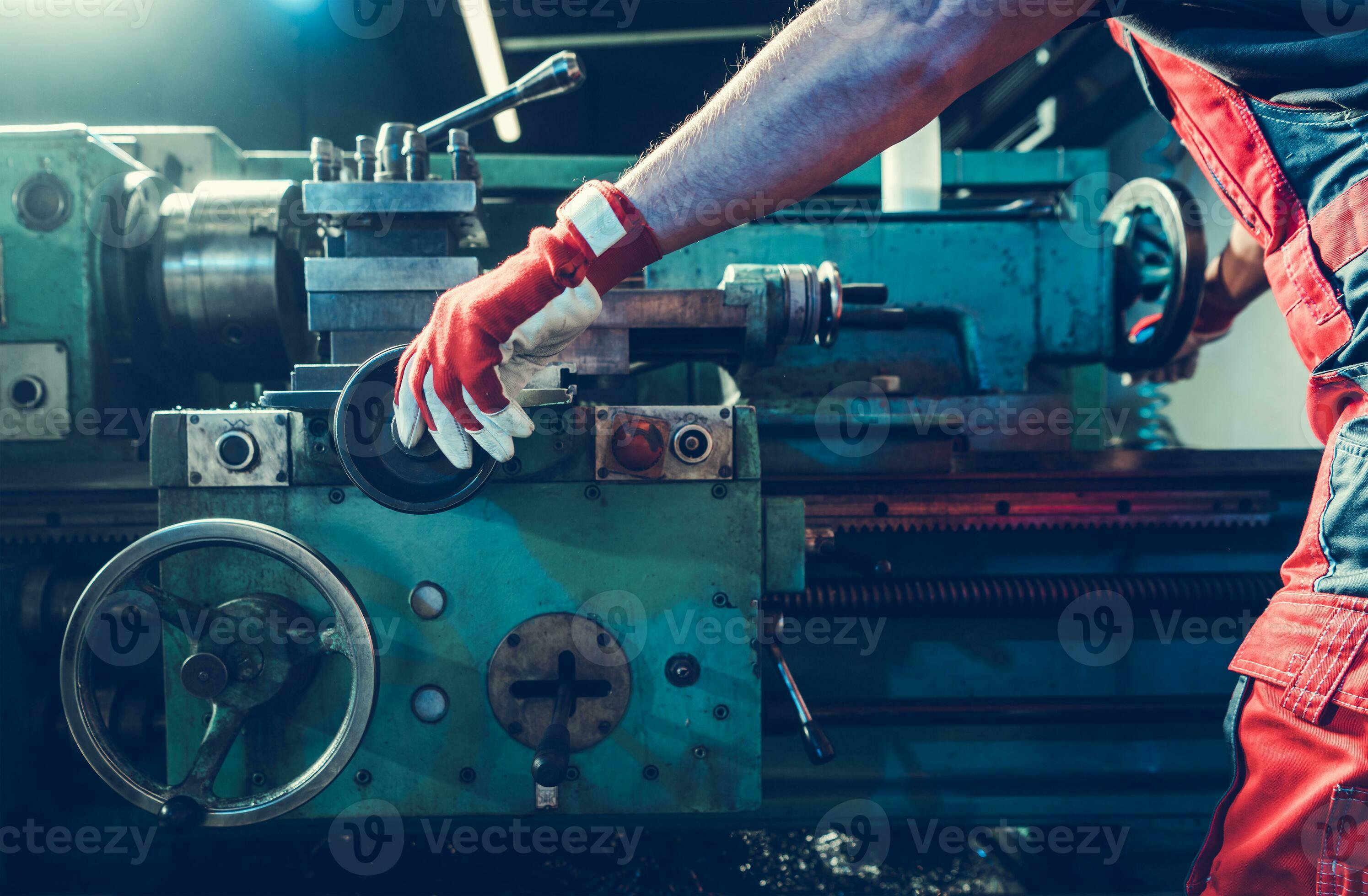 Caucasian Metalworking Technician Processing Material Using Lathe