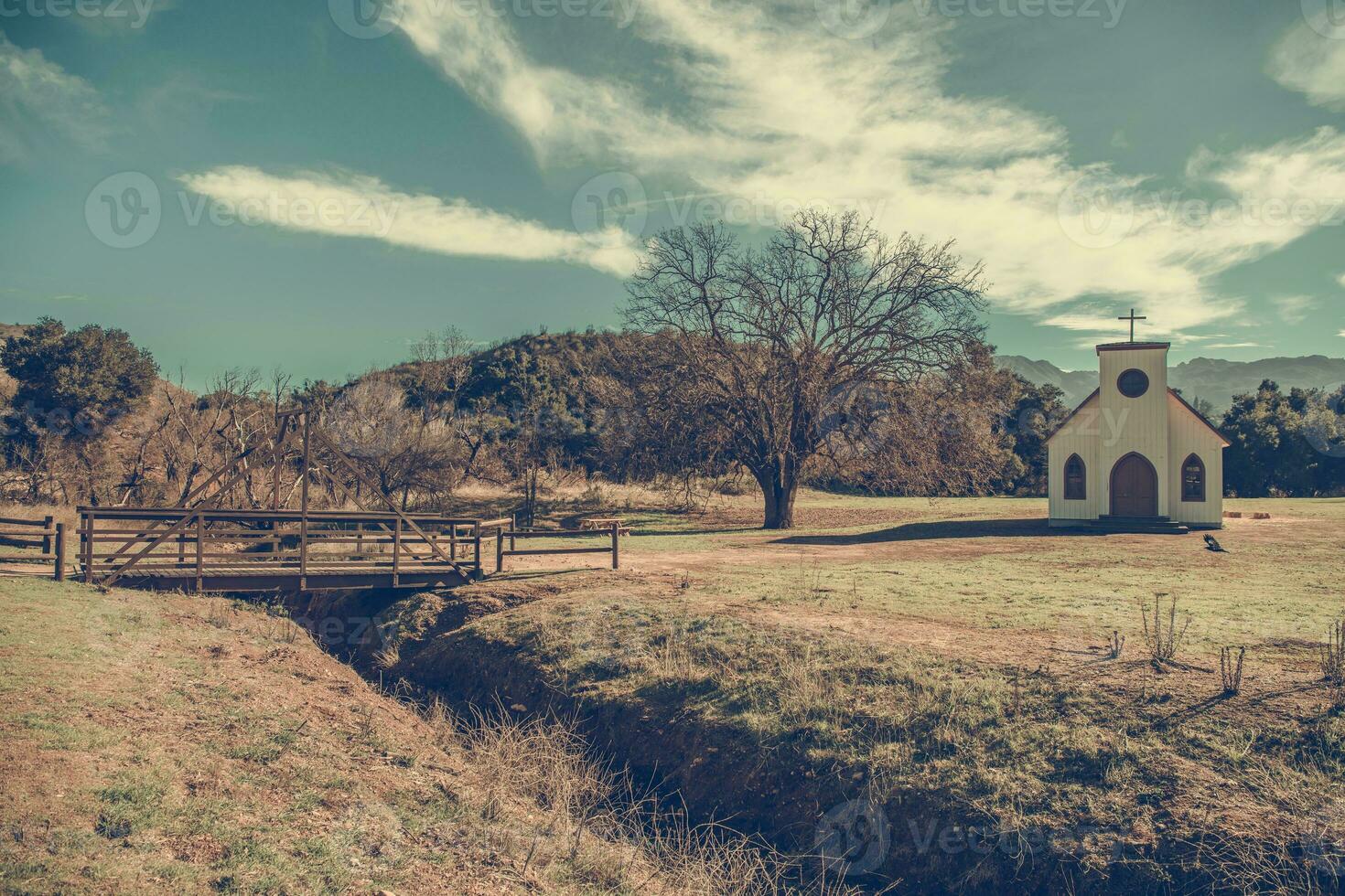 Paramount Ranch Church and Santa Monica Mountains photo