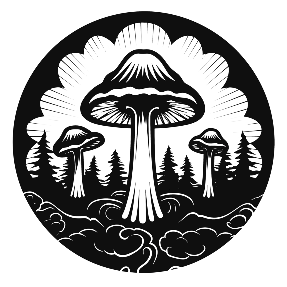 Beautiful Mushroom Silhouette - png