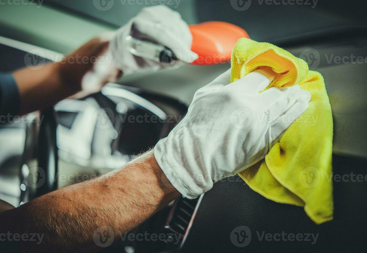 Cleaning and Sanitizing Car Interior and Dashboard photo