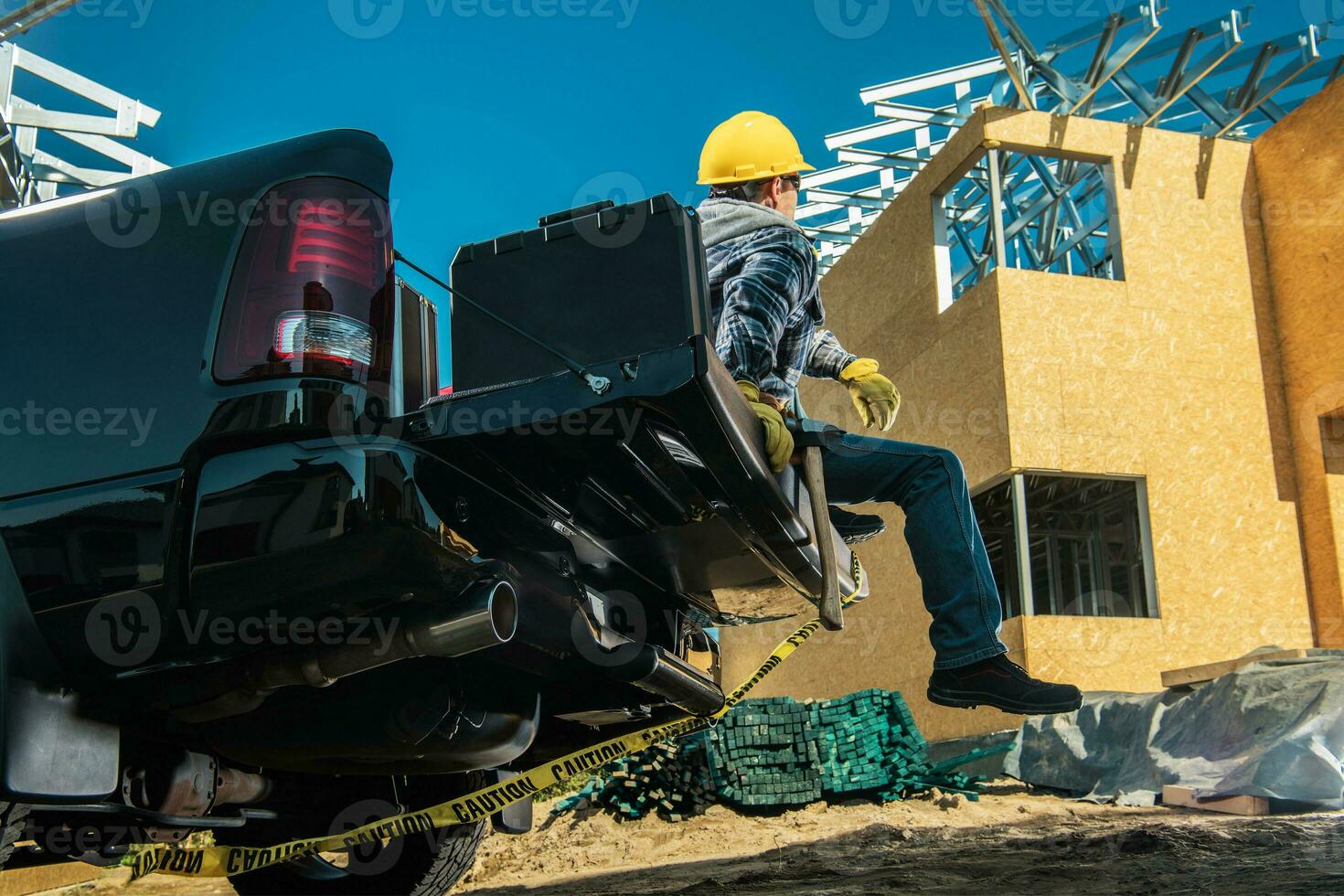 Construction Worker Taking a Break During Work photo