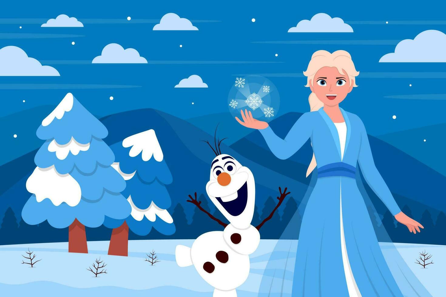 Princess Doing Magic with Snowball vector