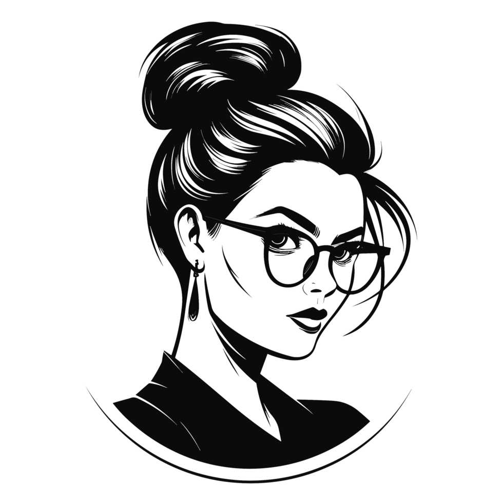 One Bun Style Girl - png