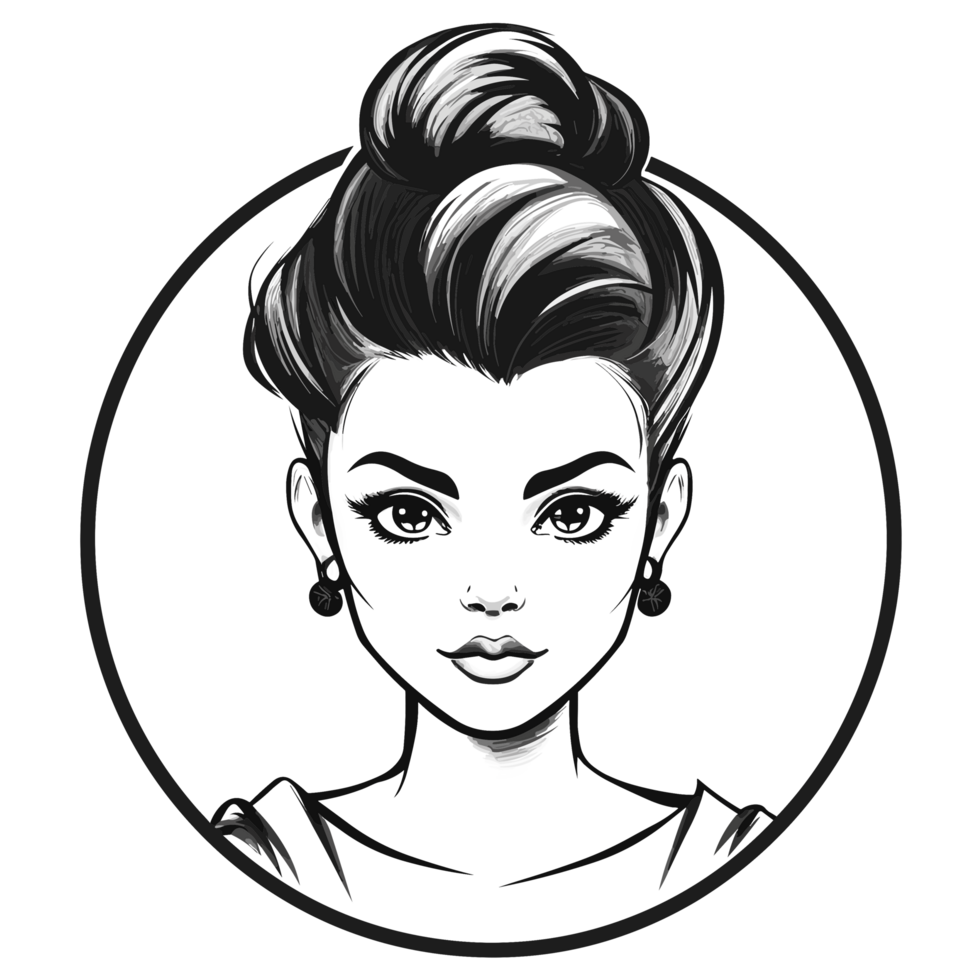 One Bun Style Girl - png