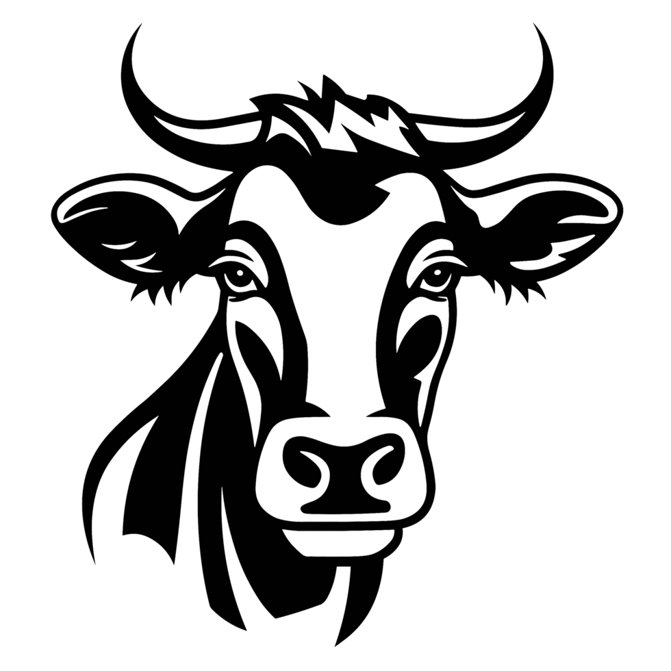 Beautiful Cow Face Silhouette - png