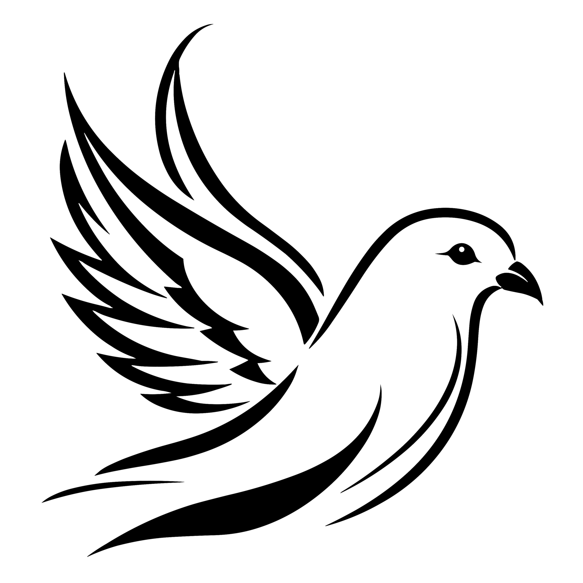 Beautiful Dove Silhouette - 24633744 PNG