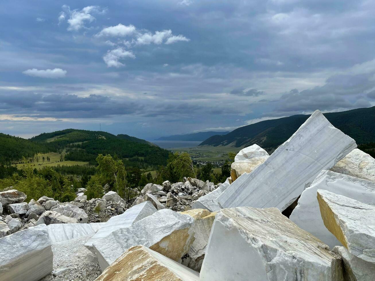 View of Lake Baikal from the Buguldeyka marble quarry. Russia photo