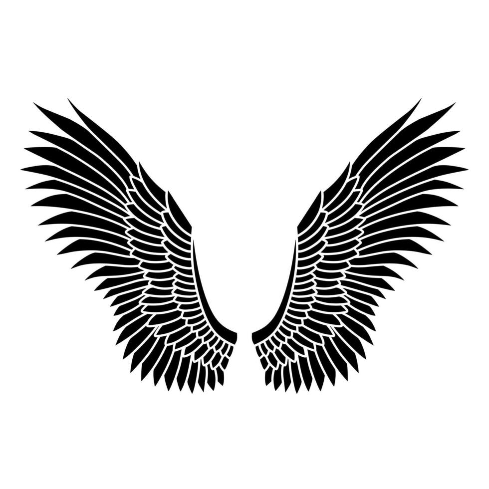 vector silhouette angel wings logo