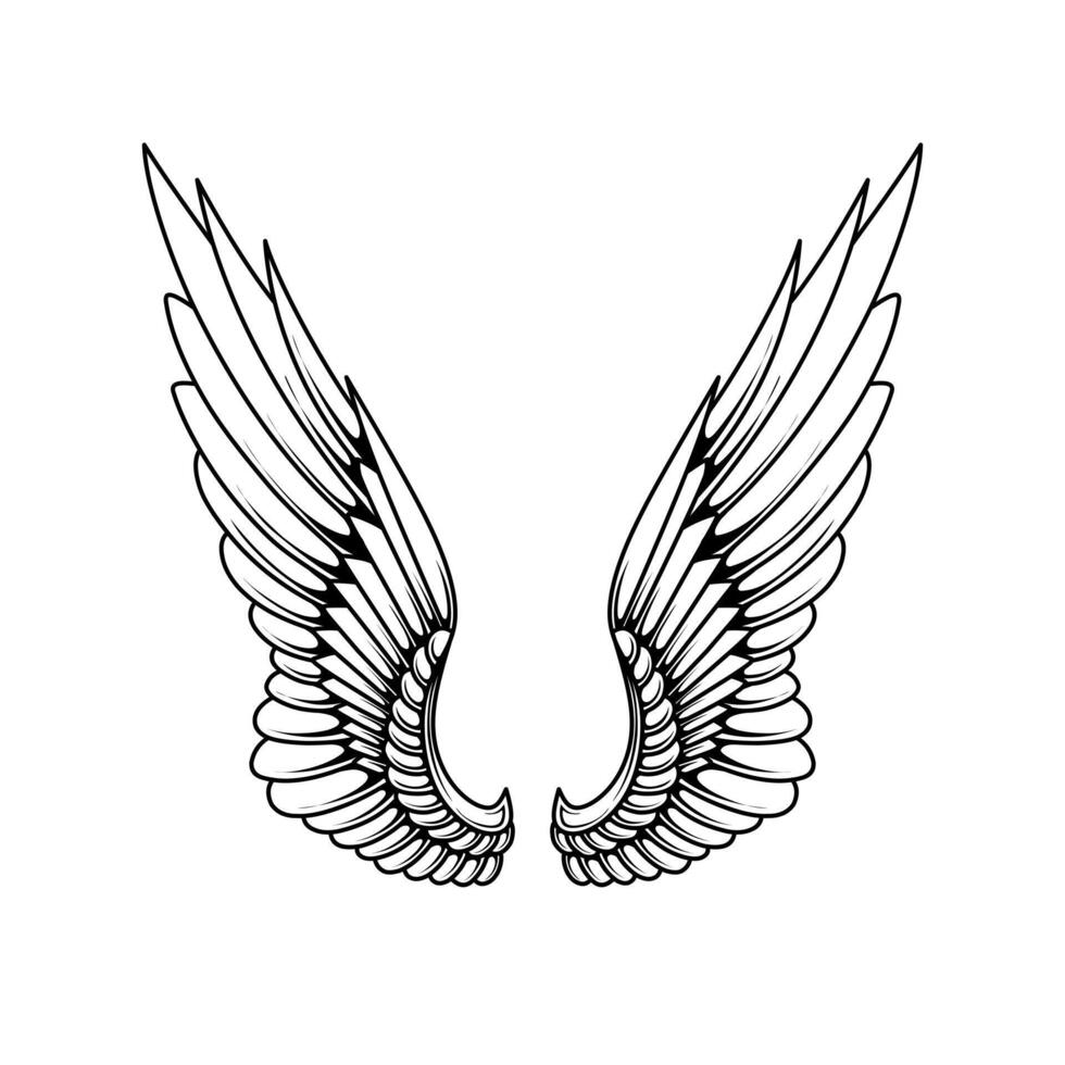Vector angel wings tattoo design