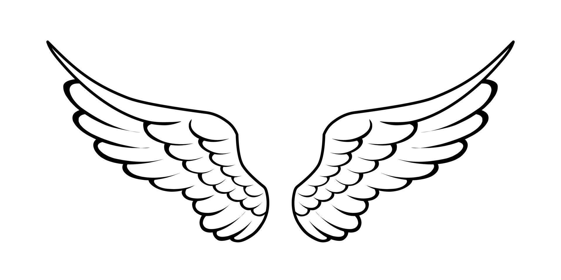 vector angel wings line art style
