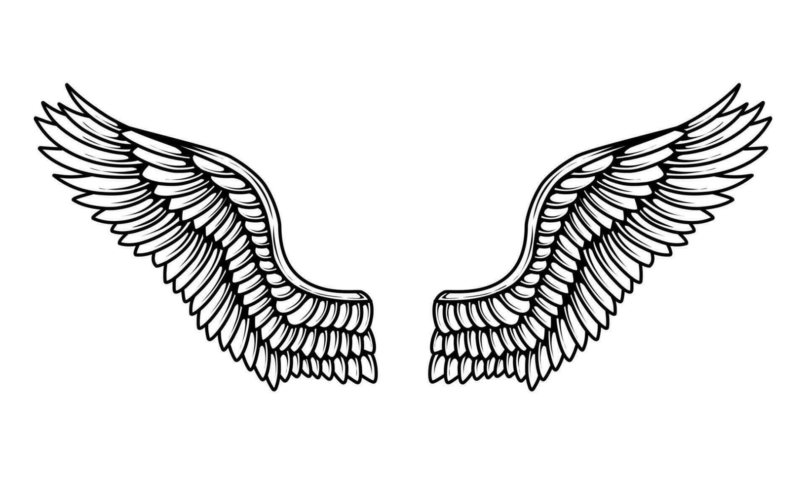 diseño de tatuaje de alas de ángel vectorial vector