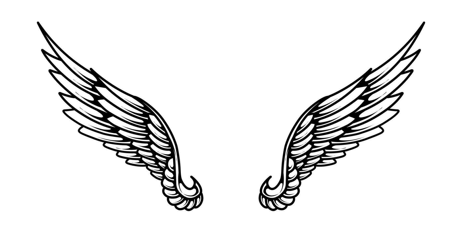 Vector angel wings tattoo design