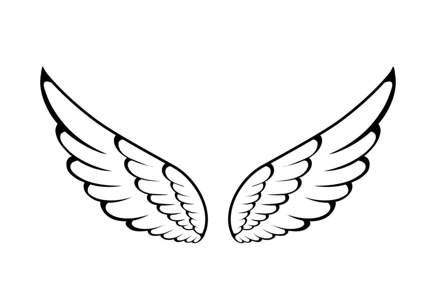 vector angel wings line art style