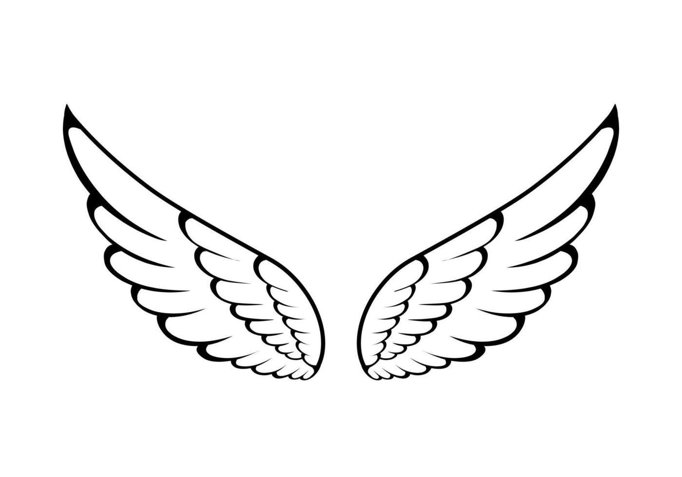 vector angel wings line art style