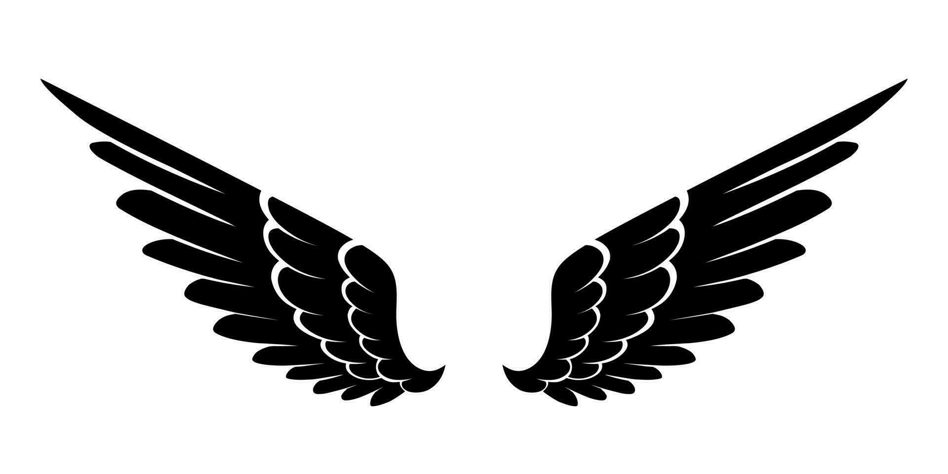 vector silhouette angel wings logo