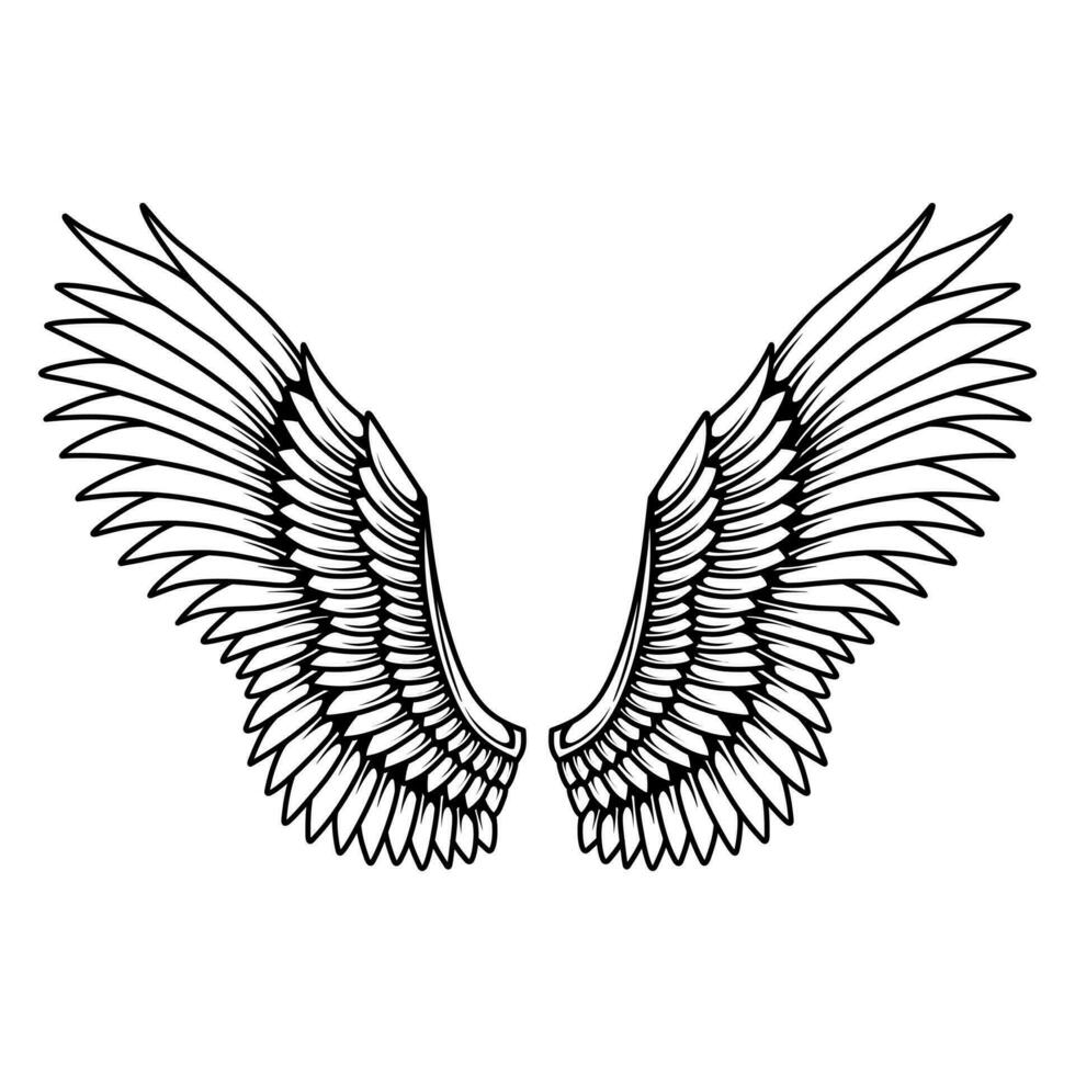 Vector angel wings tattoo design