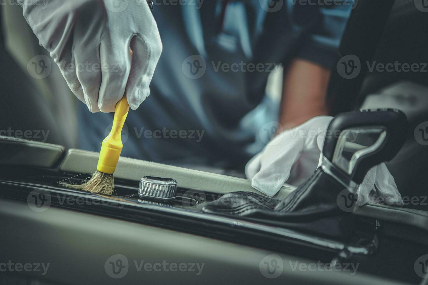 Interior Cleaning with Car Detailing Brush photo