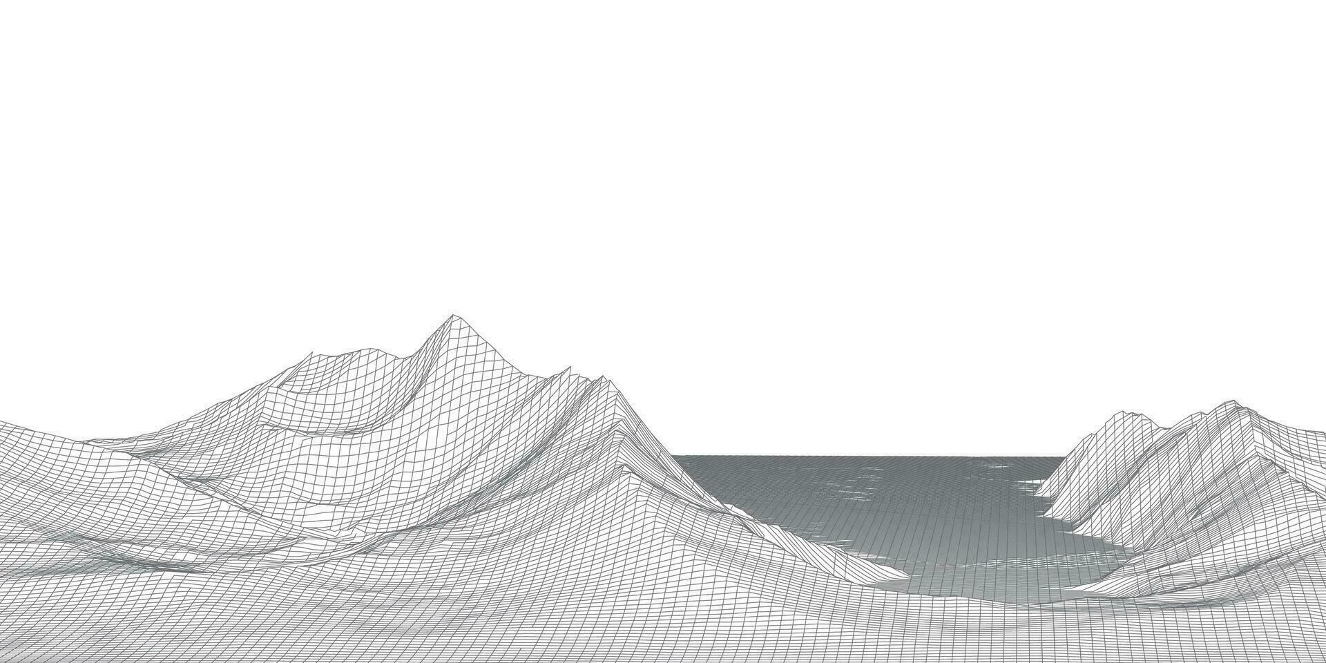 abstract banner with a wireframe landscape design vector