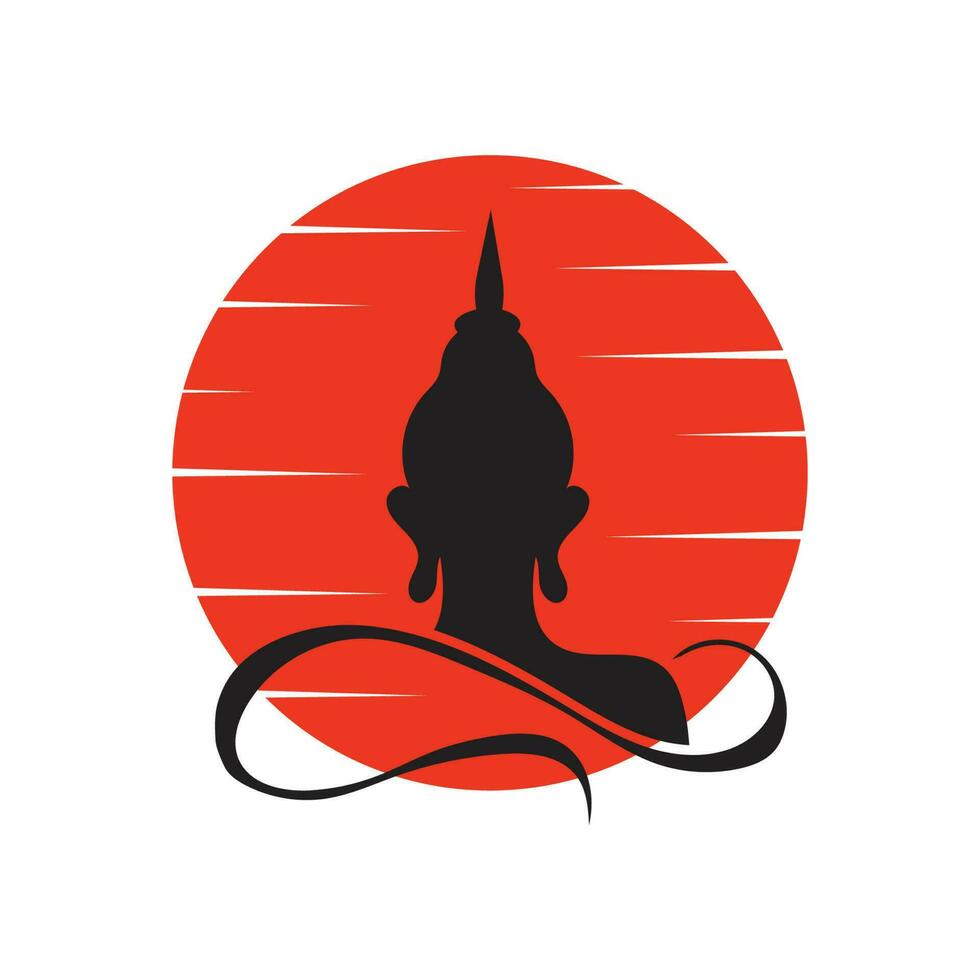 Happy Vesak Day, Buddha Purnima wishes greetings with buddha and lotus illustration. Can be used for poster, banner, logo, background, greetings, print design, festive elements. vector