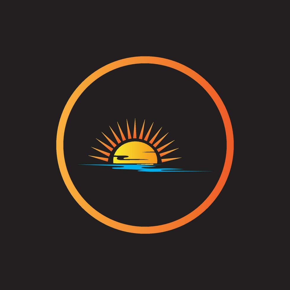 plantilla de logotipo de amanecer. ilustración vectorial icono plantilla de logotipo sol sobre el horizonte vector