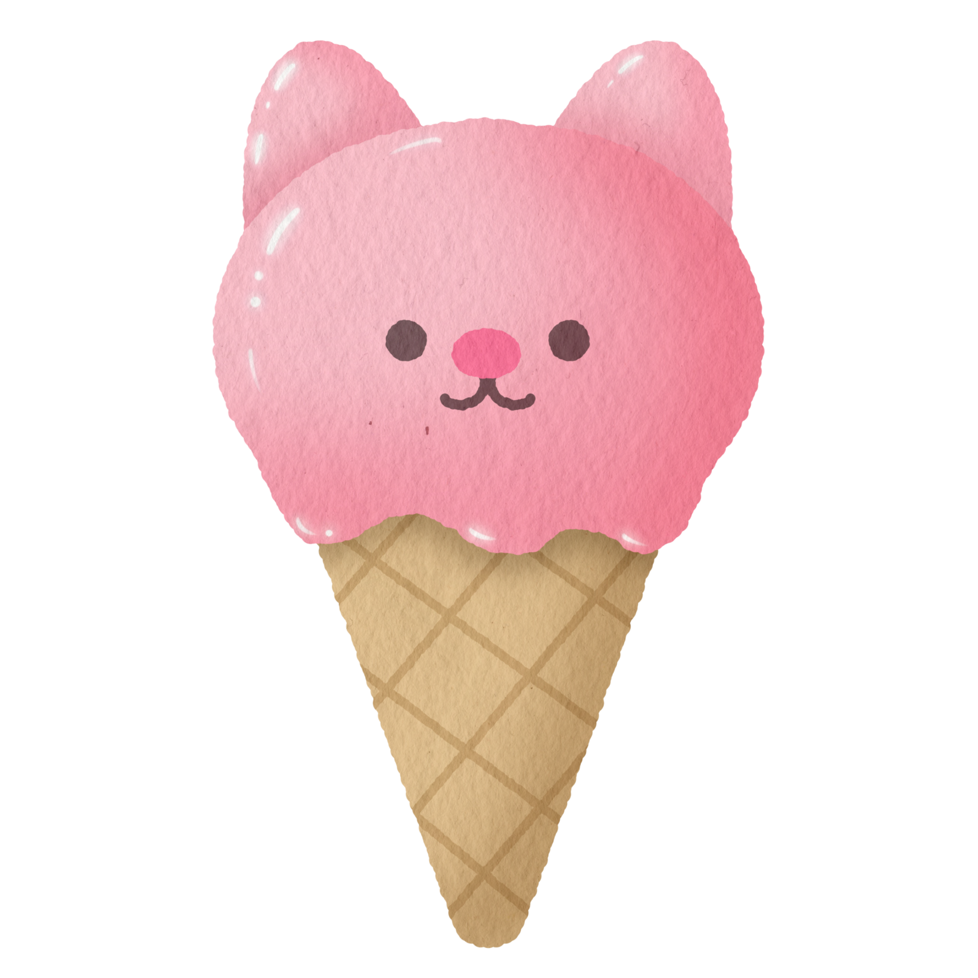 Cute kitty cat strawberry ice cream cone 24634550 PNG