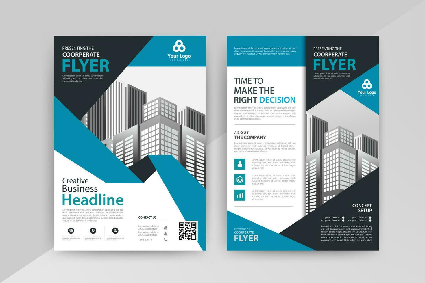 Business abstract vector template for Flyer, Brochure, Annual Report, Magazine, Poster, Corporate Presentation, Portfolio, with blue and black color size A4, Front and back.