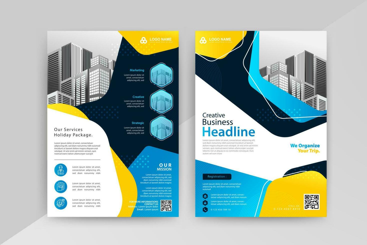 Vector Brochure Flyer design Layout template, size A4, Front page and back page, infographics. Easy to use and edit.