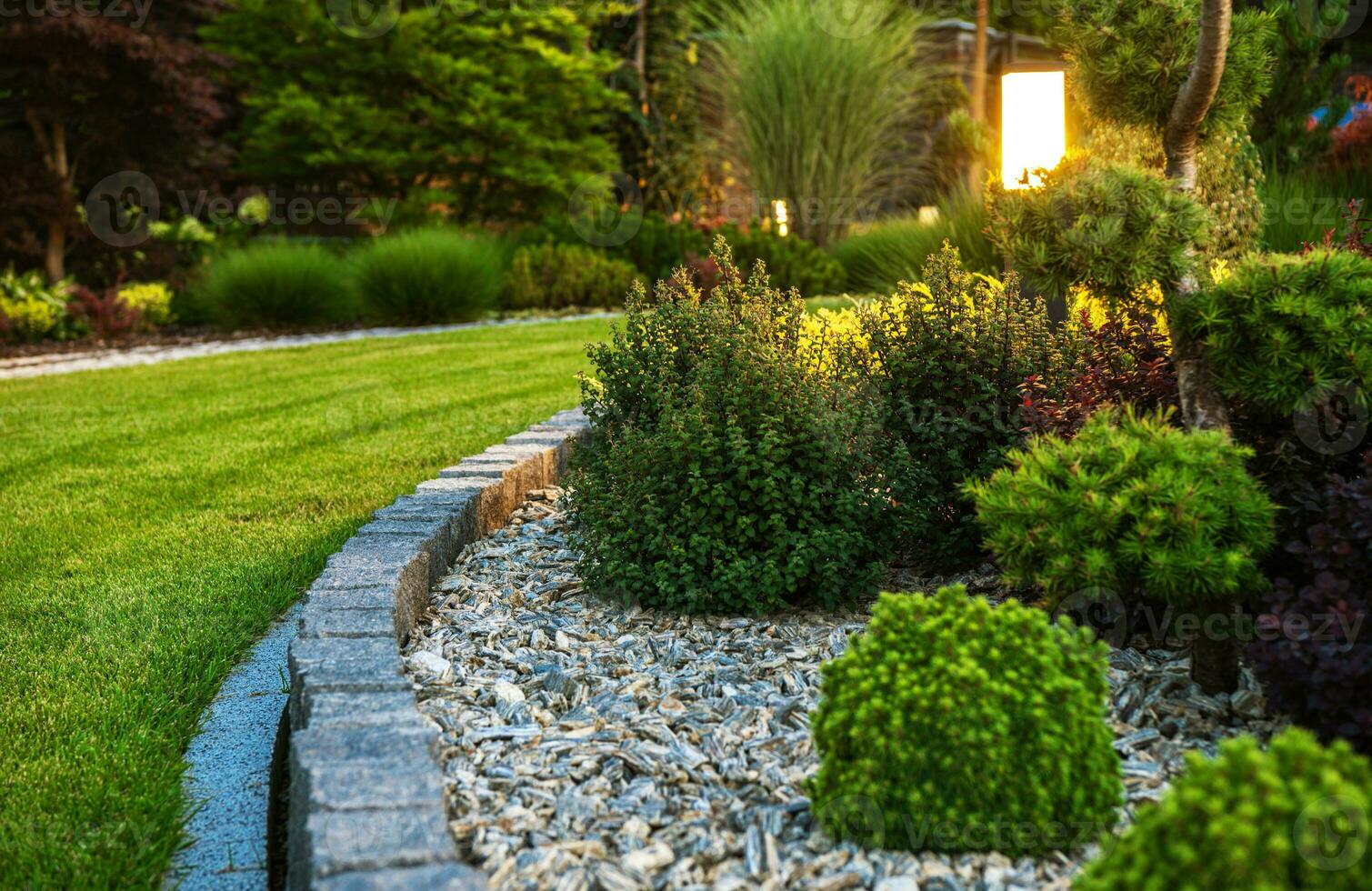 Professionally Landscaped Garden Flower Bed photo