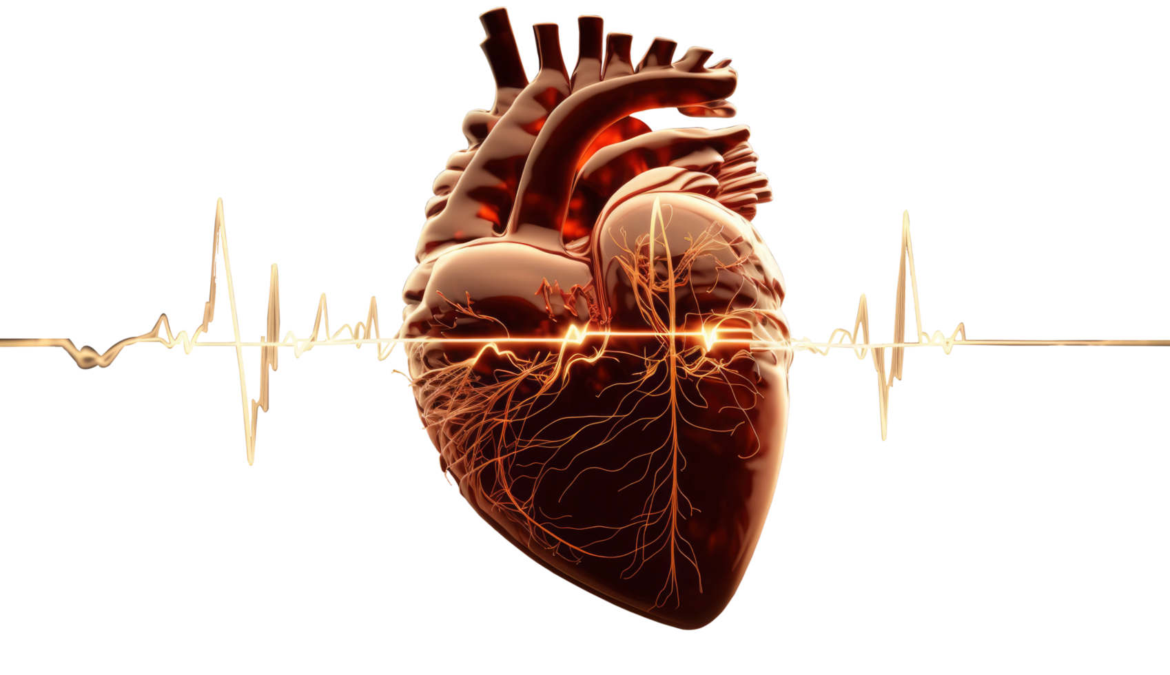 The human heart beats with a cardiogram for medical heart health care background, Design Elements Isolated on Transparent Background, Digital Art, Image, png