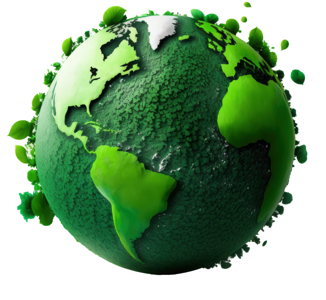 World Earth day concept. Illustration of the green planet earth on a transparent background. earth day poster, banner, card,  APRIL 22, Saving the planet, environment,  Planet Earth,  Generate Ai png