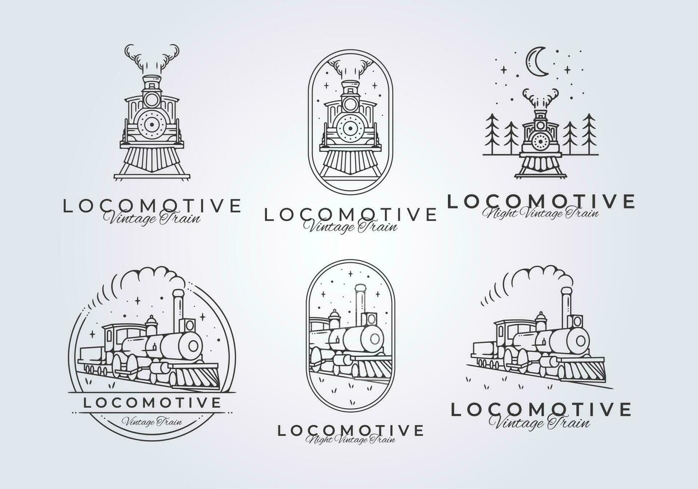 conjunto de Clásico tren locomotora logo vector ilustración diseño, hogwarts Rápido gráfico modelo icono