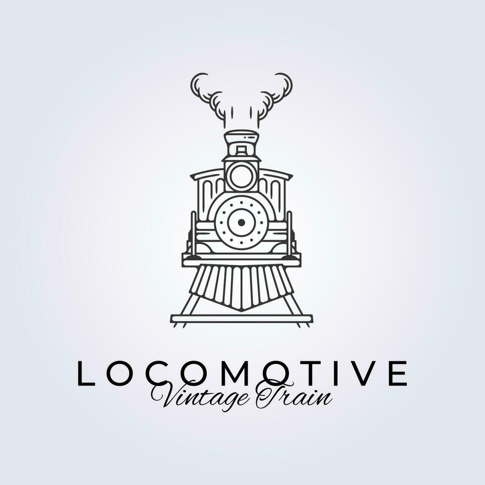 line art retro locomotive vector logo template illustration design, icon vintage train