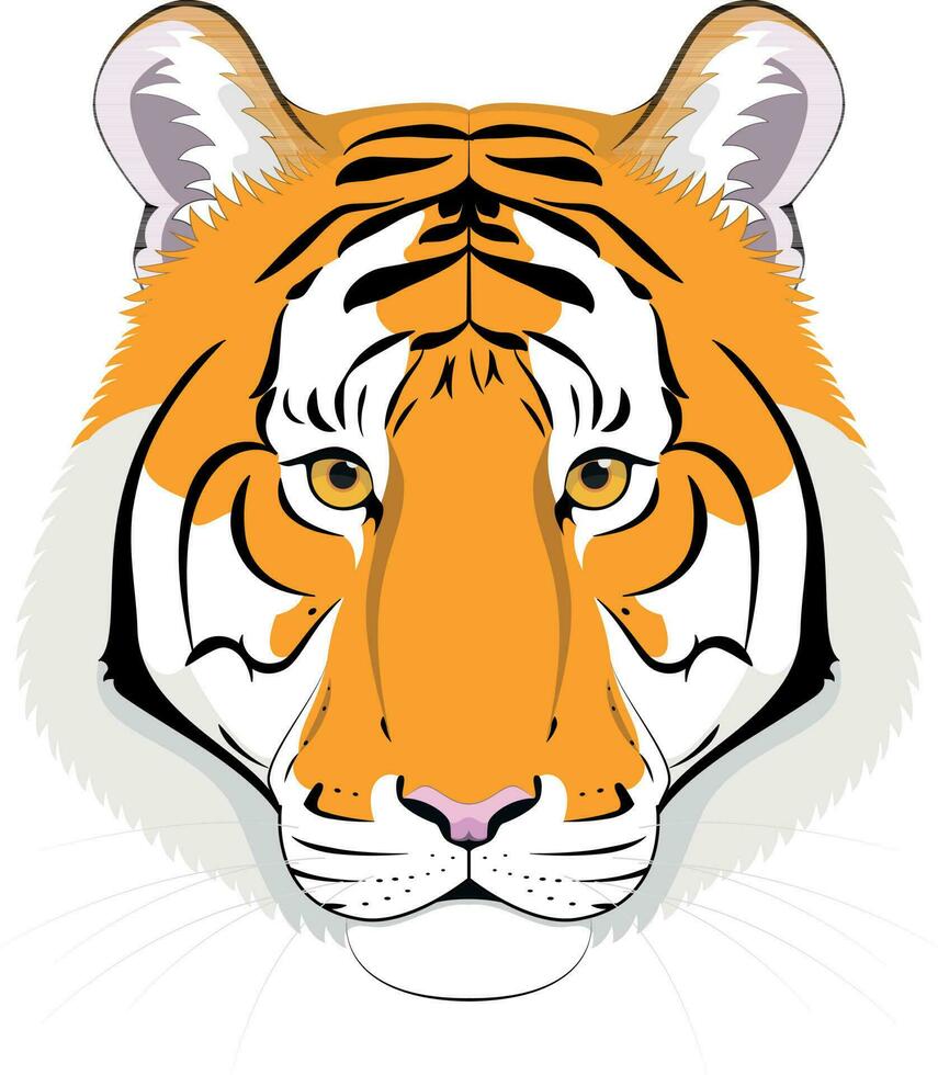 Tigre cabeza en dibujos animados estilo. vector ilustración