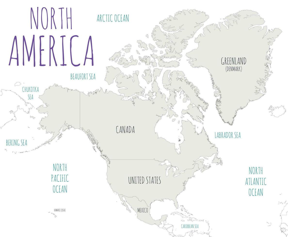 Political North America Map vector illustration isolated in white background. Editable and clearly labeled layers.