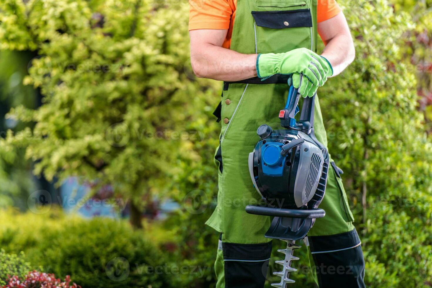 Gardener with Gasoline Trimmer photo