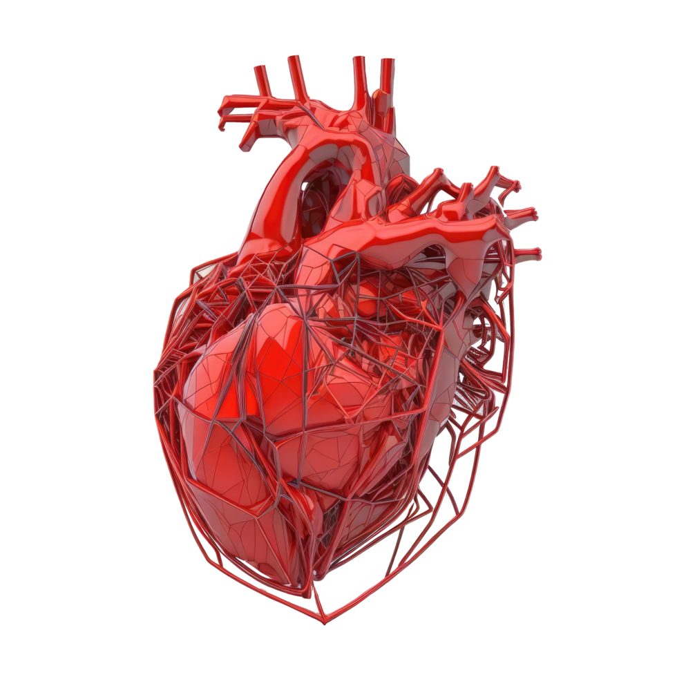 Human Heart, Internal Organ, Heart Shape, Human Heart isolated on Transparent background, Three Dimensional, Anatomy, Generate Ai png