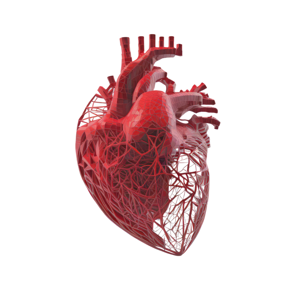 humano corazón, interno Organo, corazón forma, humano corazón aislado en transparente fondo, Tres dimensional, anatomía, generar ai png