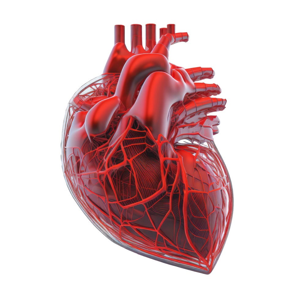 umano cuore, interno organo, cuore forma, umano cuore isolato su trasparente sfondo, tre dimensionale, anatomia, creare ai png