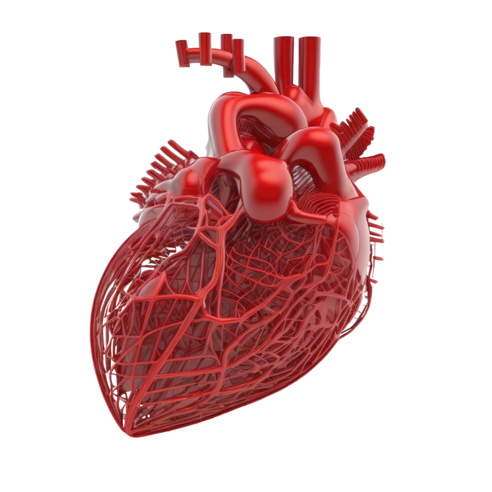 Human Heart, Internal Organ, Heart Shape, Human Heart isolated on Transparent background, Three Dimensional, Anatomy, Generate Ai png