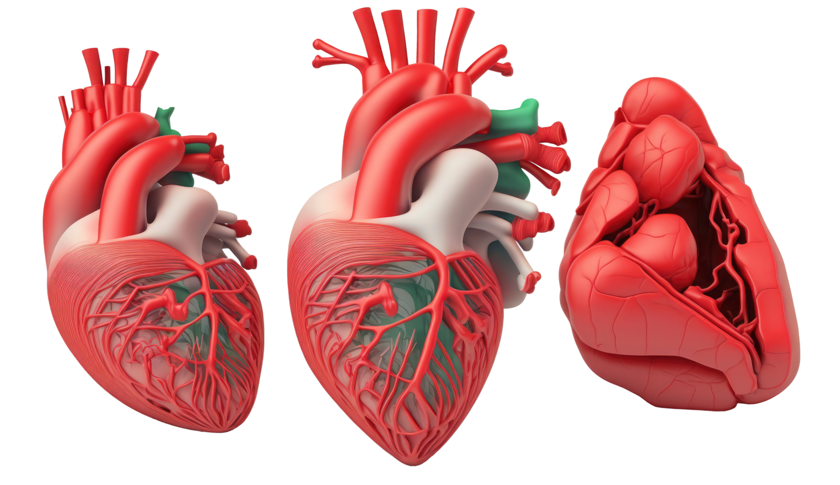 umano cuore, interno organo, cuore forma, umano cuore isolato su trasparente sfondo, tre dimensionale, anatomia, creare ai png