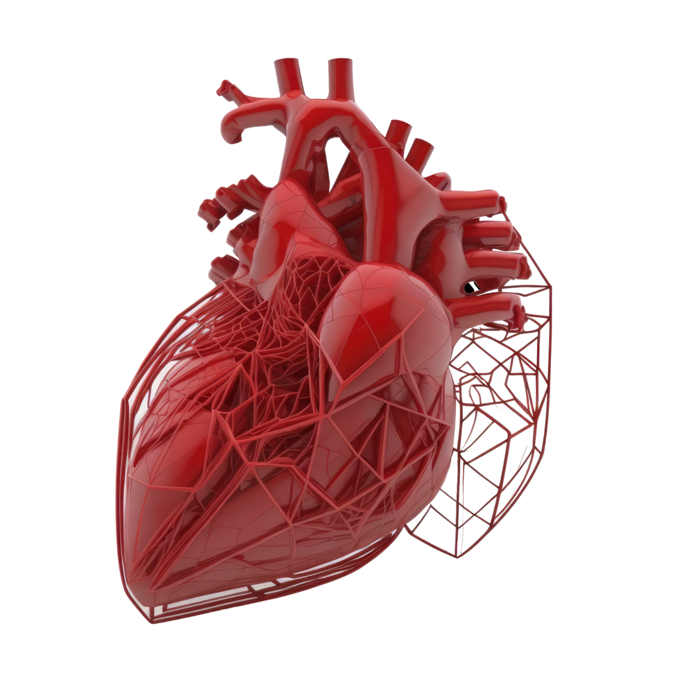 Human Heart, Internal Organ, Heart Shape, Human Heart isolated on Transparent background, Three Dimensional, Anatomy, Generate Ai png