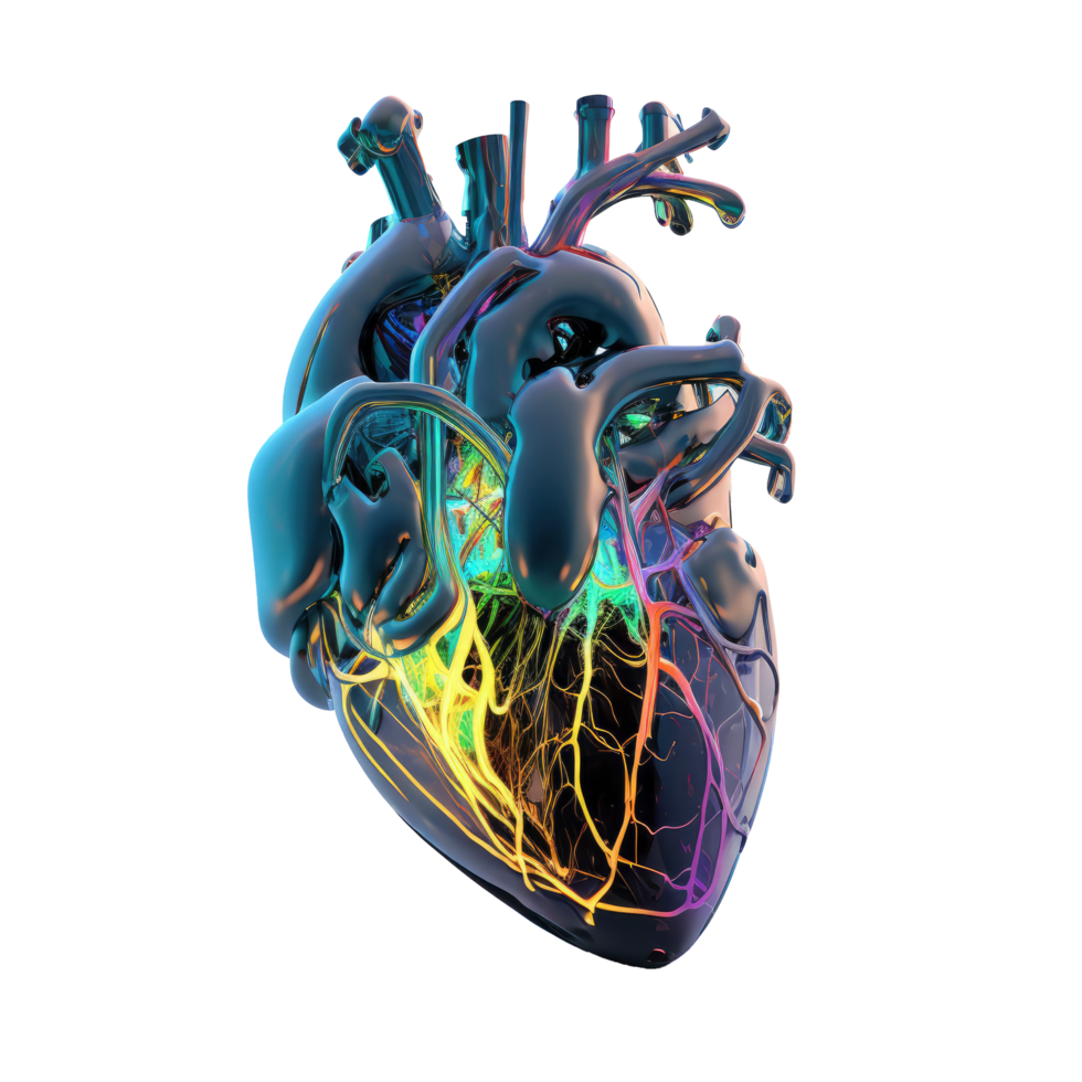 Human Heart, Internal Organ, Heart Shape, Human Heart isolated on Transparent background, Three Dimensional, Anatomy, Generate Ai png