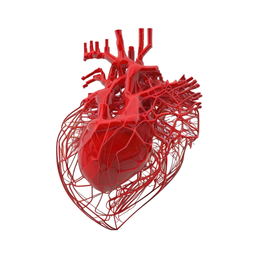 humano corazón, interno Organo, corazón forma, humano corazón aislado en transparente fondo, Tres dimensional, anatomía, generar ai png