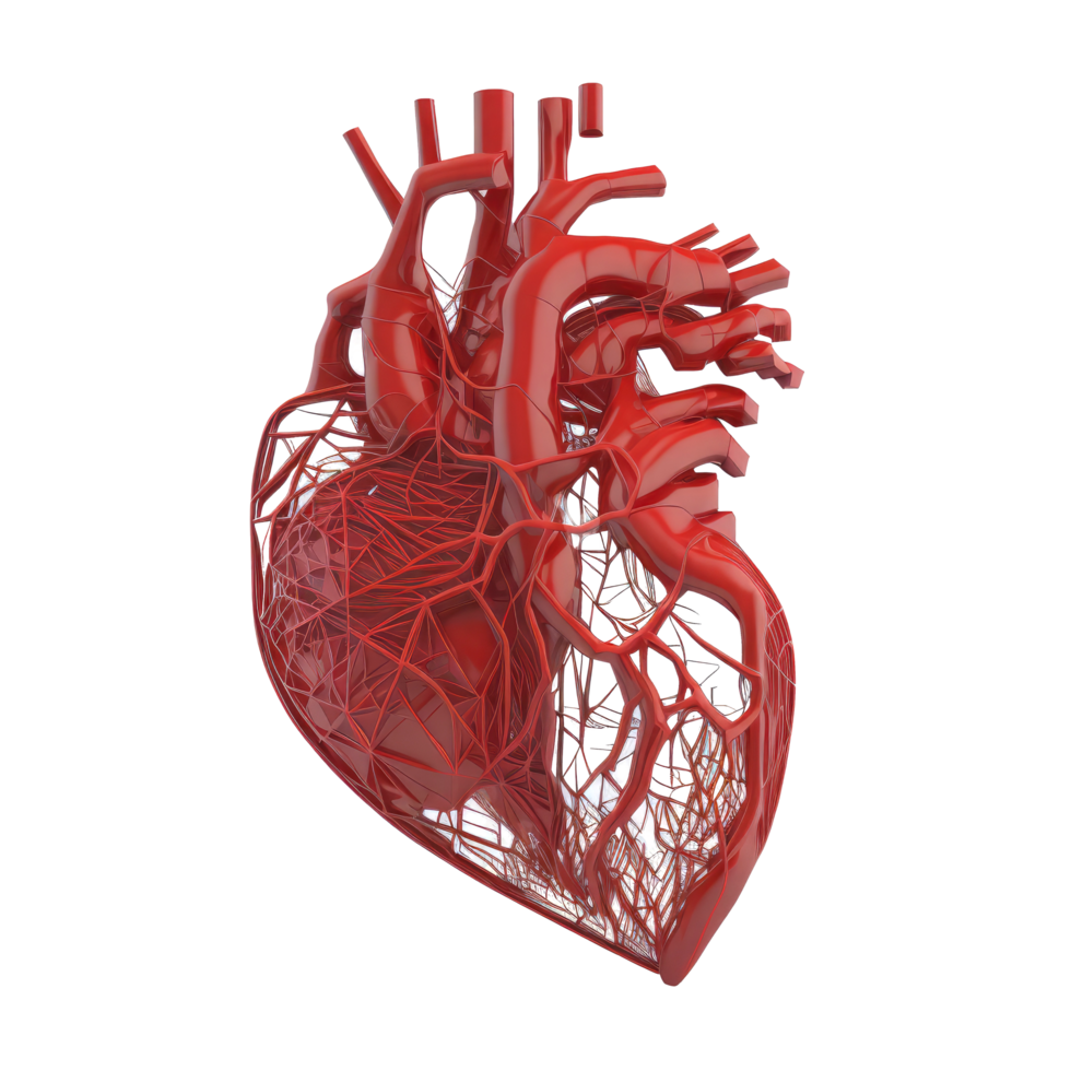 umano cuore, interno organo, cuore forma, umano cuore isolato su trasparente sfondo, tre dimensionale, anatomia, creare ai png