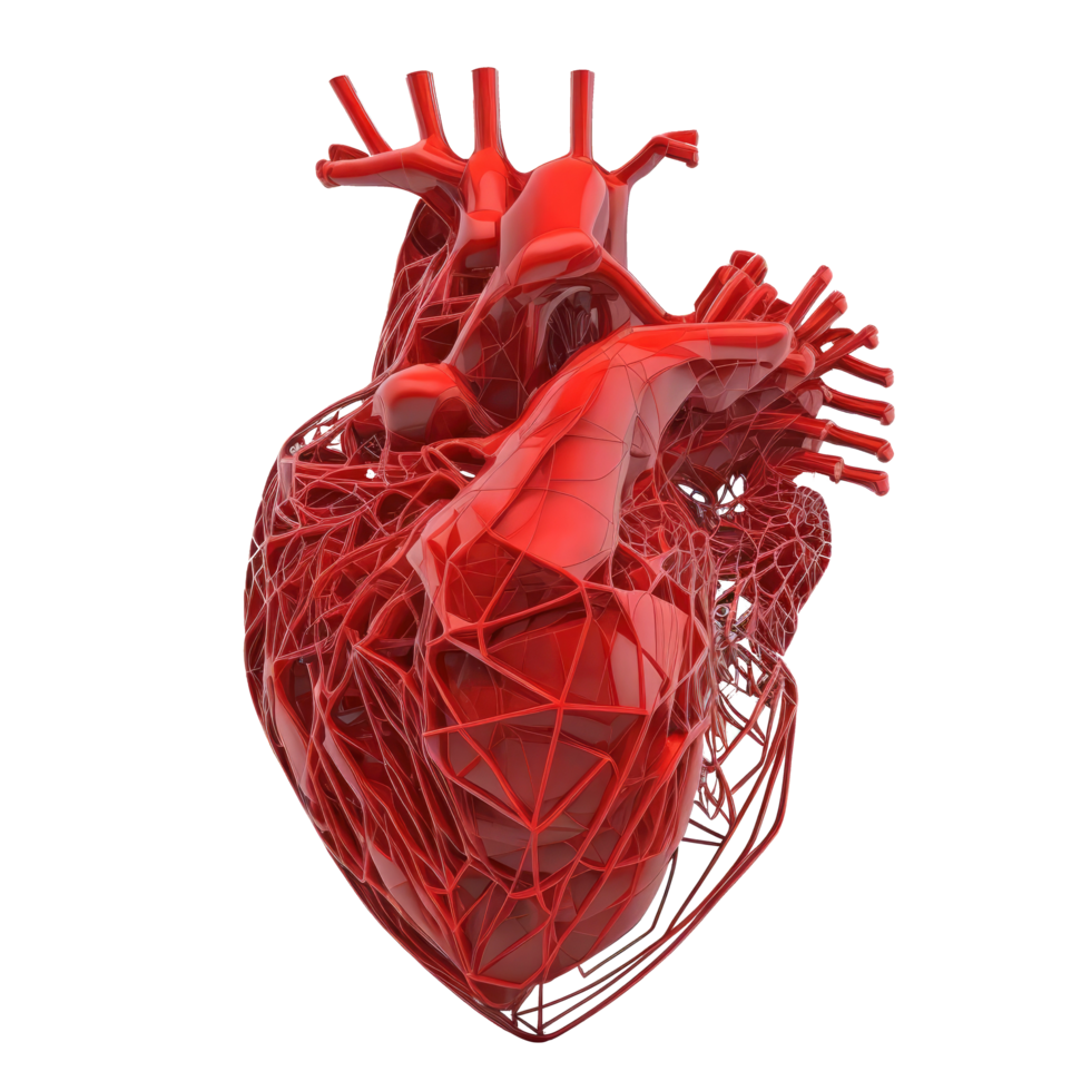 Human Heart, Internal Organ, Heart Shape, Human Heart isolated on Transparent background, Three Dimensional, Anatomy, Generate Ai png