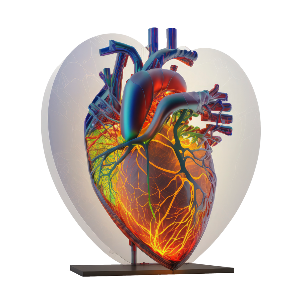 umano cuore, interno organo, cuore forma, umano cuore isolato su trasparente sfondo, tre dimensionale, anatomia, creare ai png