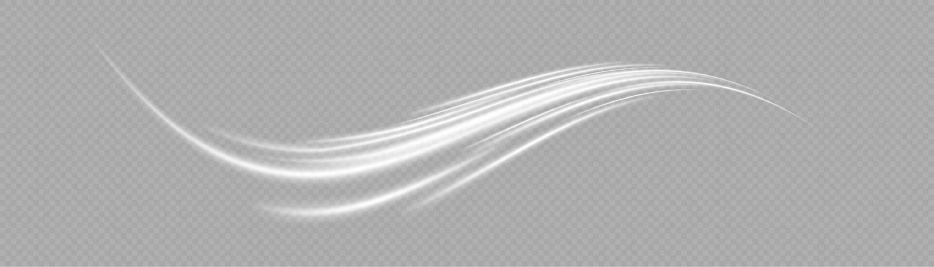 Light trail wave, fire path trace line and effect curve twirl. Neon motion effect. White special effect,speed police line. Road  Magic of moving fast lines. vector