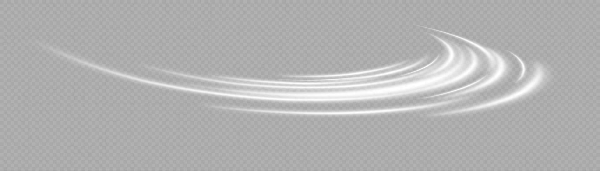 Light trail wave, fire path trace line and effect curve twirl. Neon motion effect. White special effect,speed police line. Road  Magic of moving fast lines. vector