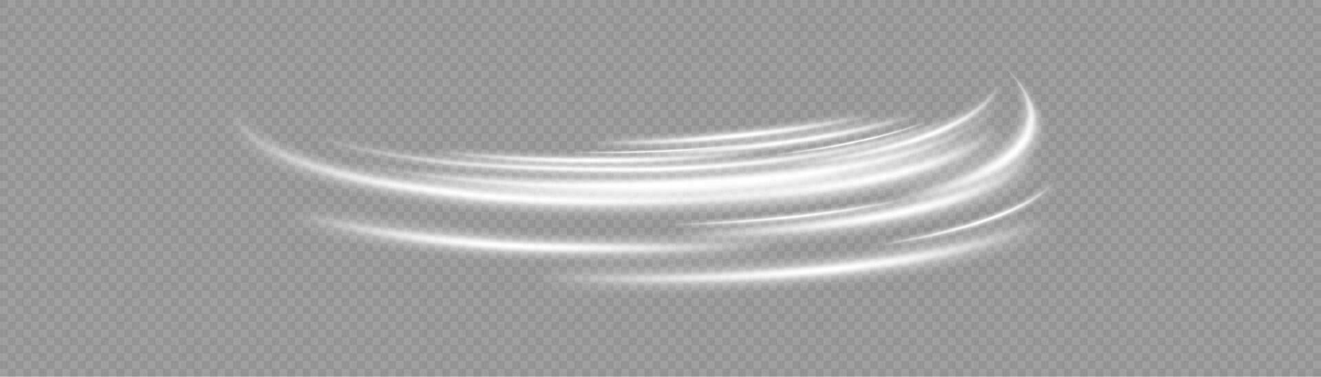 Light trail wave, fire path trace line and effect curve twirl. Neon motion effect. White special effect,speed police line. Road  Magic of moving fast lines. vector