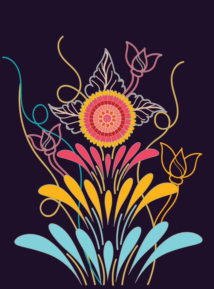 Hand drawing flower art vector, Beautiful hand drawing flower for design website t-shirt poster banner book cover vector